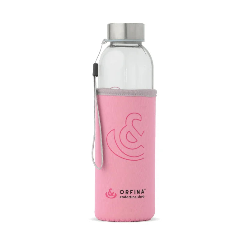 Staklena boca s etuijem Endorfina.shop, ružičasta, 500 ml