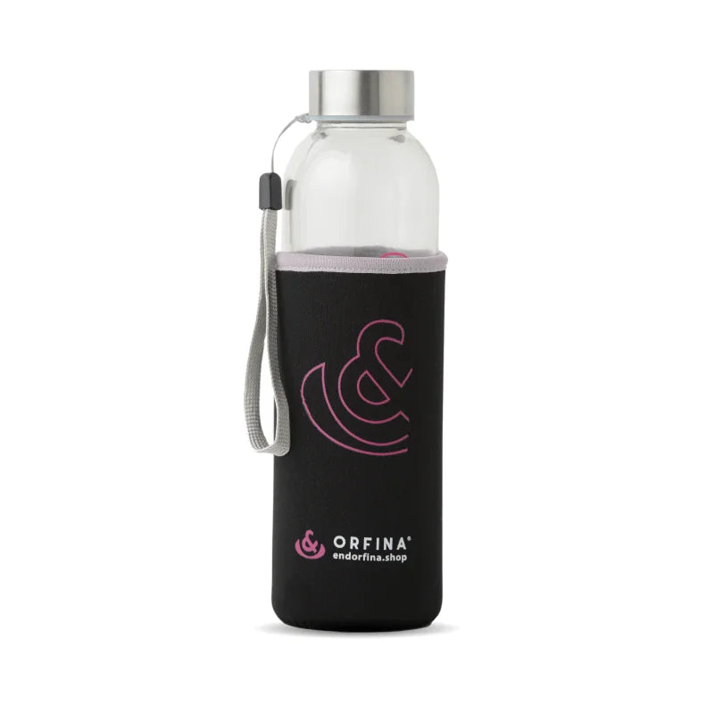 Staklena bočica s navlakom Endorfina.shop, crna, 500 ml