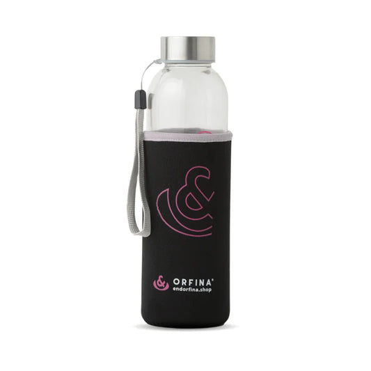 Staklena bočica s navlakom Endorfina.shop, crna, 500 ml