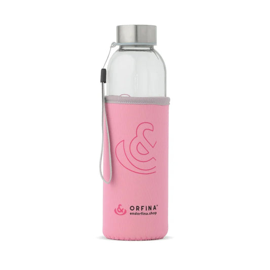 Staklena boca s etuijem Endorfina.shop, ružičasta, 500 ml